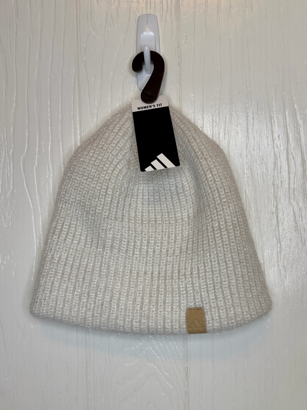 adidas Ribbed Knit Beanie Hat - Cream/Light Tan Tag
